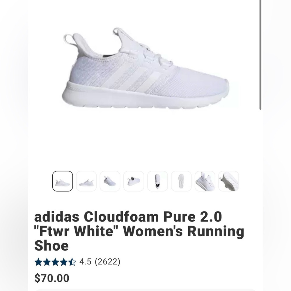 adidas cloudfoam women’s 6  White Athletic Sneakers with Lace-Up Fit